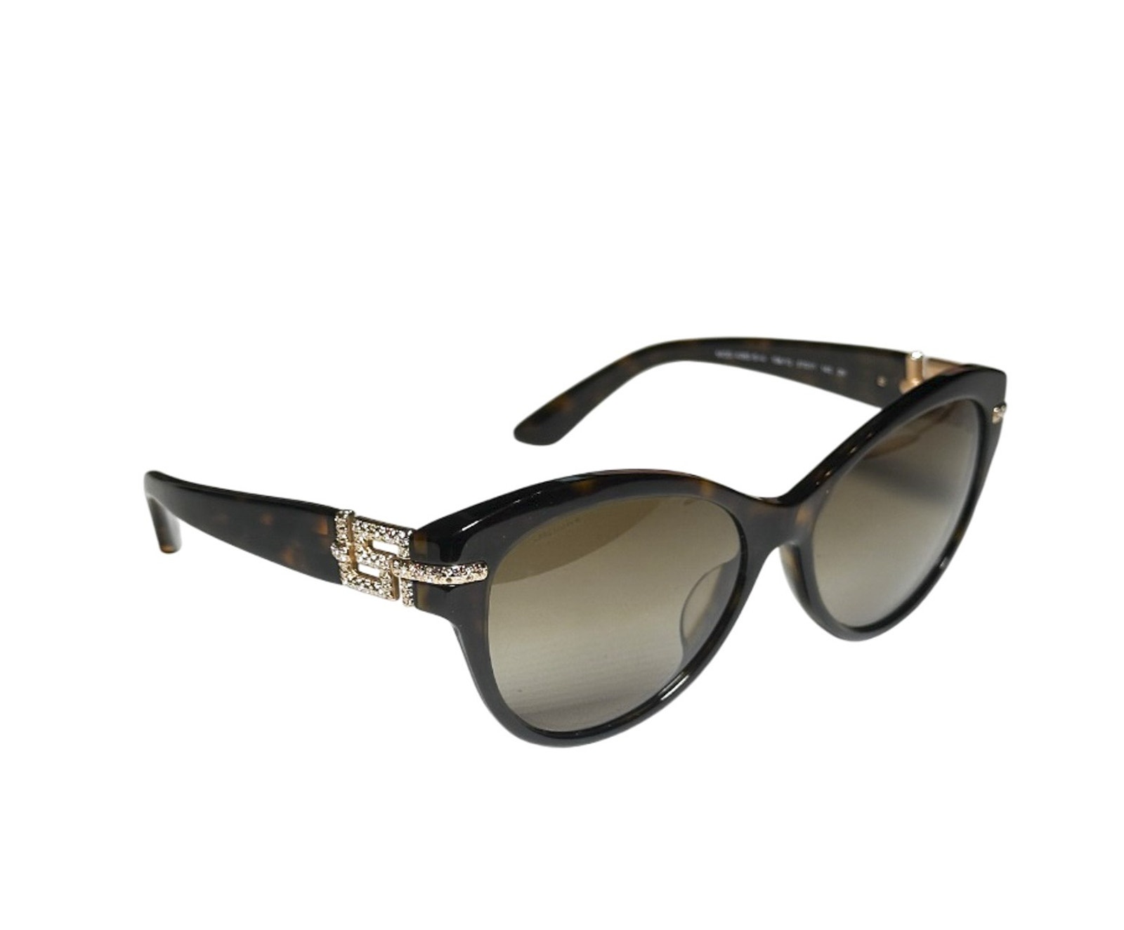 Versace Ve4283 Havana Brown Tortoise Gradient Lens Crystal Logo Sunglasses
